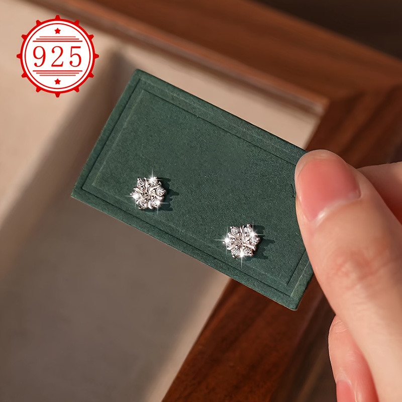 925 Silver Snowflake Earrings Set - Elegant Hypoallergenic Design